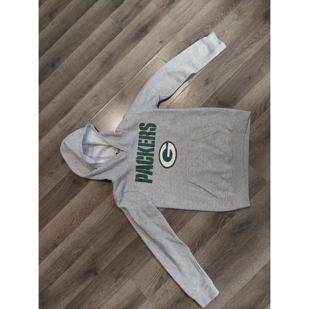 NFL Team Apparel Youth M 10/12 Grey Unisex Packers Pullover